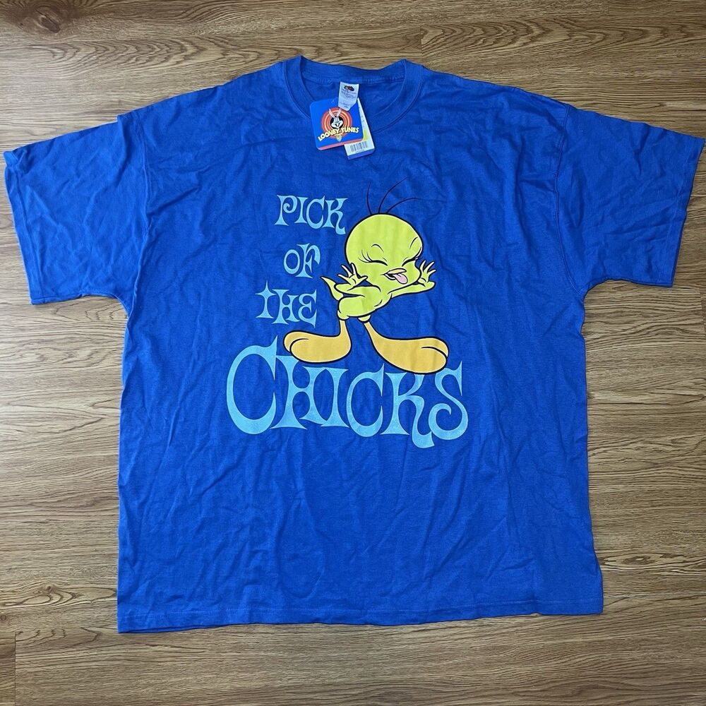 Vtg Y2K Tweety Bird Pick Of The Chicks Looney Tunes Men's Shirt Blue Sz 3XL NWT
